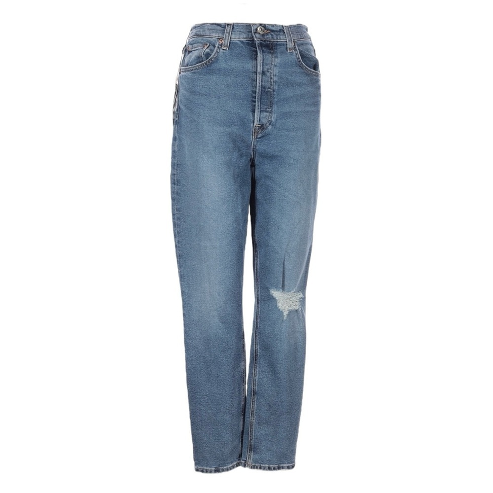 GRLFRND Piper High Rise Straight Jeans Prospect Park Wash Size 27 Distressed NWT